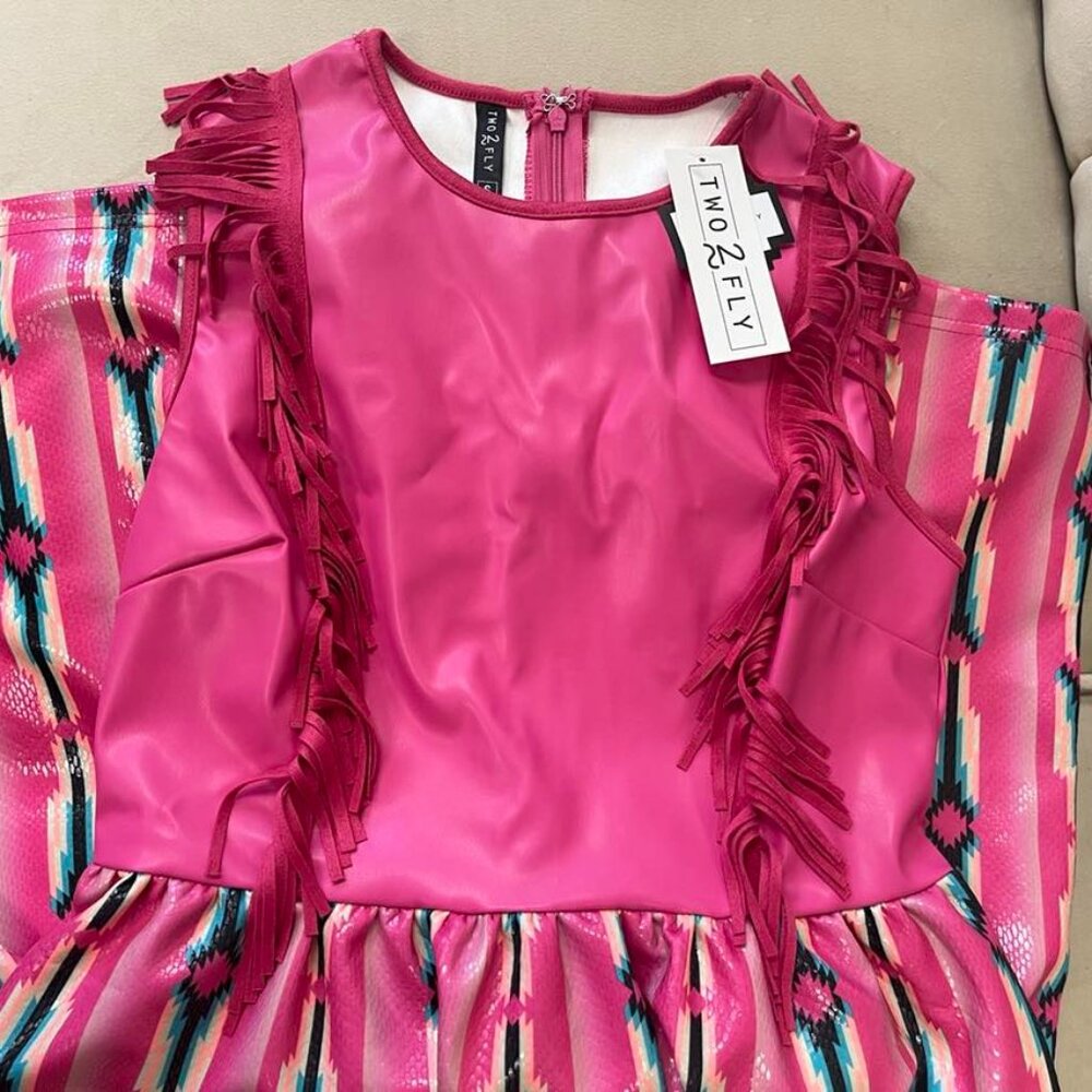 Hot Pink Western Finge Aztec Dress